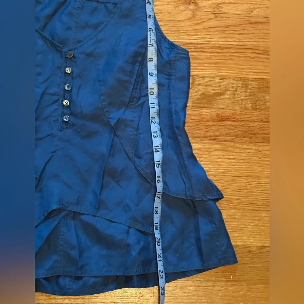 J‎ Crew Blue Tiered Tank Size 2 100% Silk